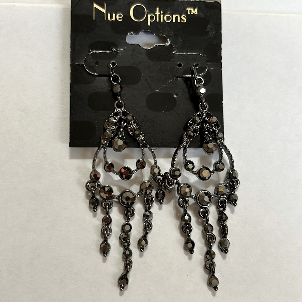 New Nue Options Charcoal Filigree Chandelier Pierced Earrings